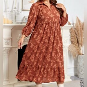 Elegant Floral Brown Dress